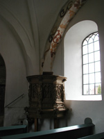 Prdikestolen i Bdstrup kirke. Foto: Lis Klarskov Jensen 2004